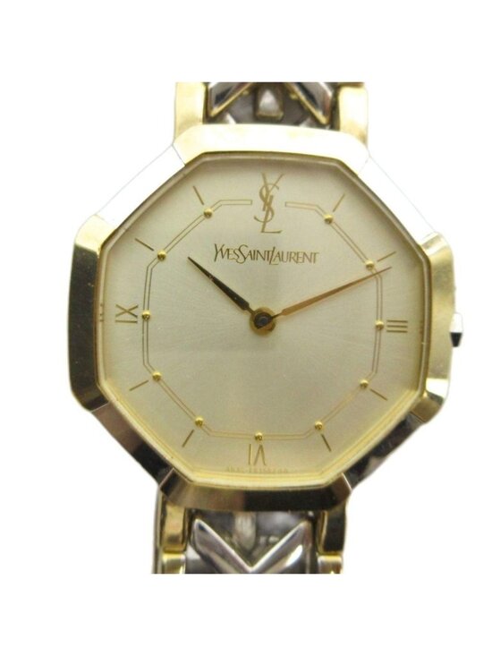 Yves Saint Laurent Accessories - Saint Laurent Watch Quartz Octagon Roman Silver Color Gold